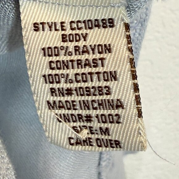 Vintage Havana Crochet Detail Tunic Button Up Top Blouse Shirt Blue Boho Medium - Picture 12 of 14